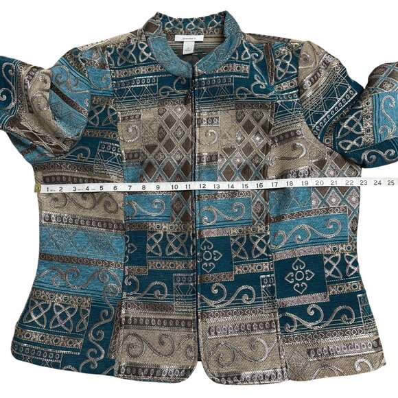 DRESSBARN JACKET TAPESTRY COLORFUL ABSTRACT FULL ZIP SIZE XL ART TO WEAR - Picture 9 of 11